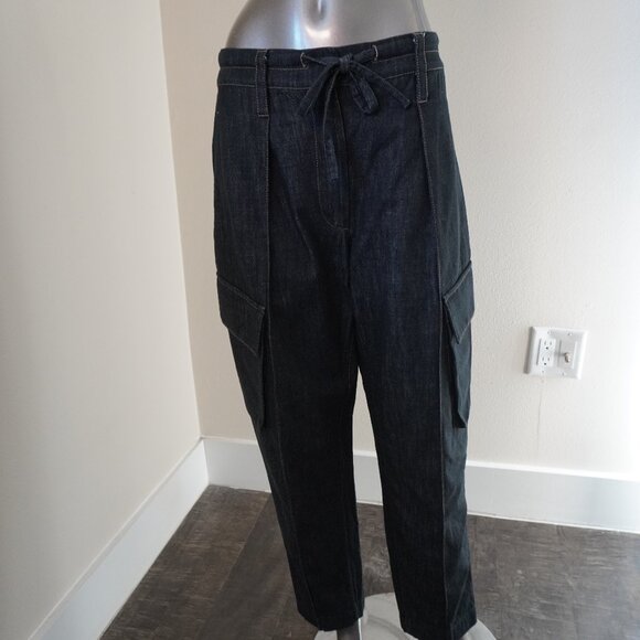 Brunello Cucinelli Jeans Monili Tab Tapered Leg Blue Denim 100% Cotton Size 4 - Picture 7 of 10